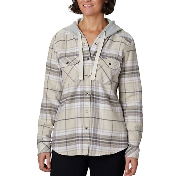 champion flannel hooded shirts & tops